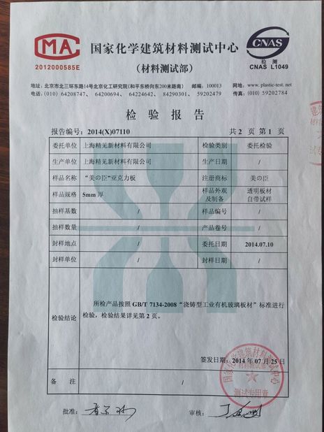 China Shanghai Kingscope New Material Co., Ltd. certification